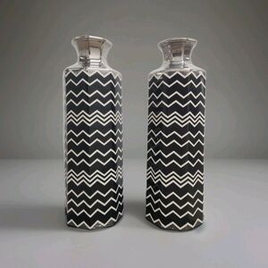 PAIR Missoni for Target Black & White Chevron Stoneware Vases-